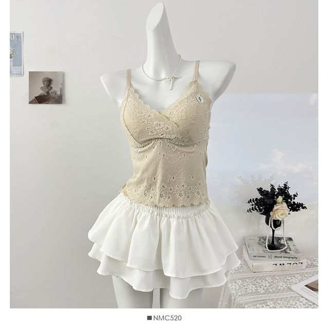 V-Neck Lace Slim-Fit Camisole Top
