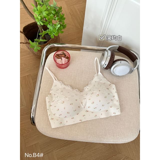 V-Neck Lace Panel Bra Top