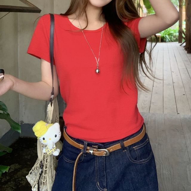 Round Neck Short-Sleeve Basic Tee