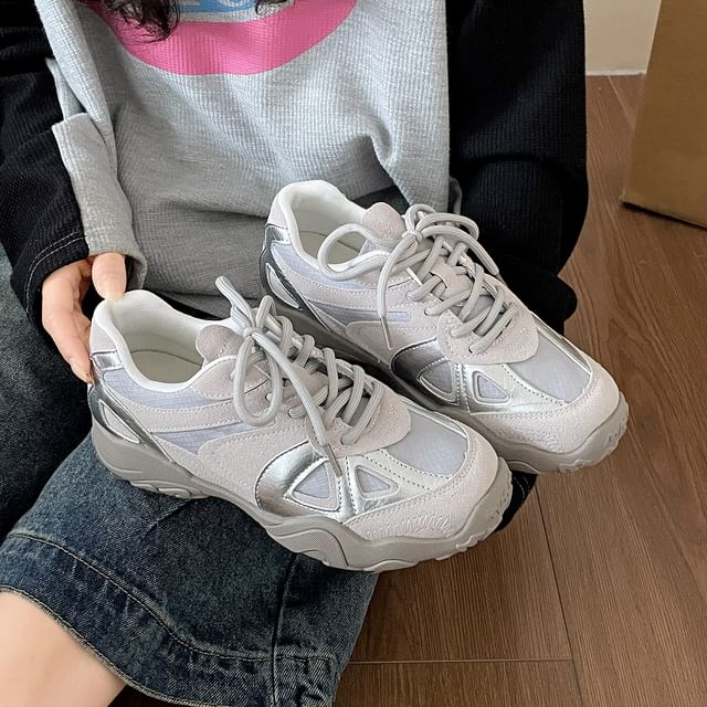 Mesh Panel Rubber Sole Sneakers