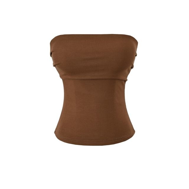 Ruched Strapless Tube Top - Plain