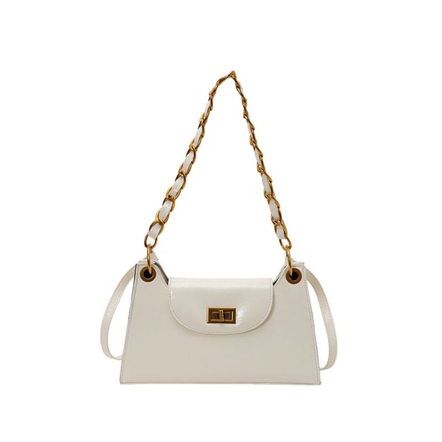 Faux Leather Chained Shoulder Bag