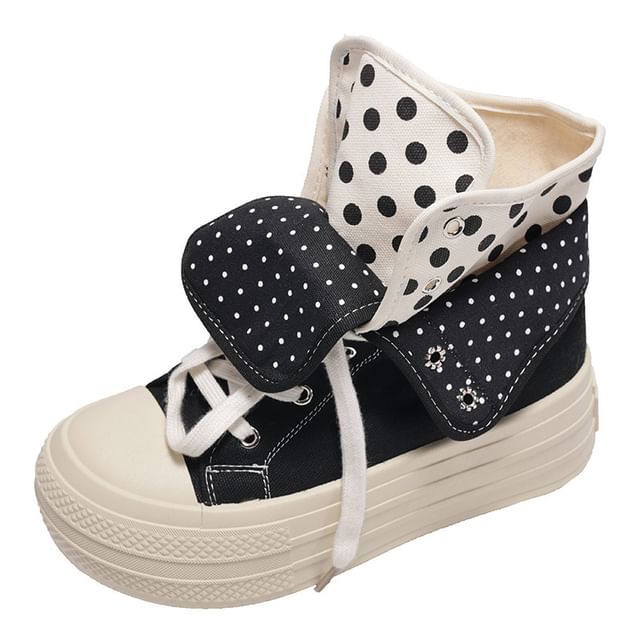 Polka Dot Platform Canvas Short Boots