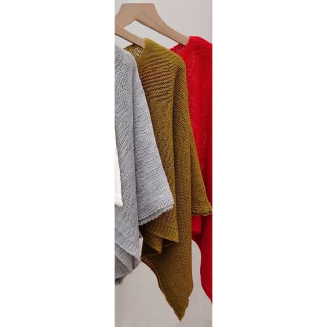 Cropped Boatneck Knit Tee with Three-Quarter Sleeves