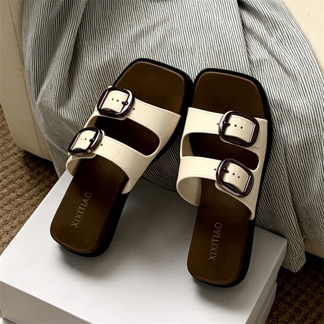 Double Strap Slide Sandals
