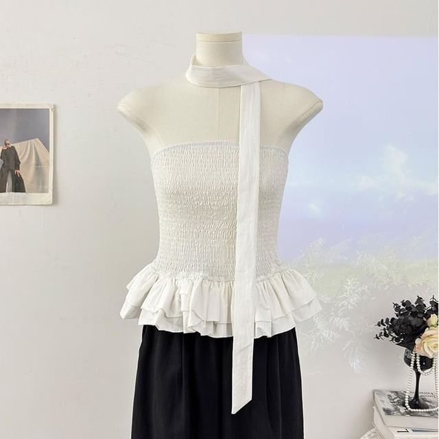 Strapless Smocked Flow Top & Twilly Set