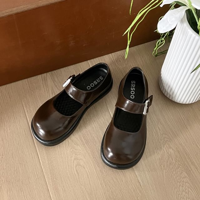 Faux Leather Platform Mary Jane Shoes