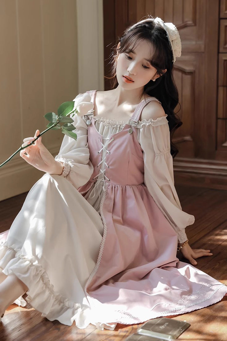 Pink Two Piece Set with Long Sleeves - Elegant Lolita
