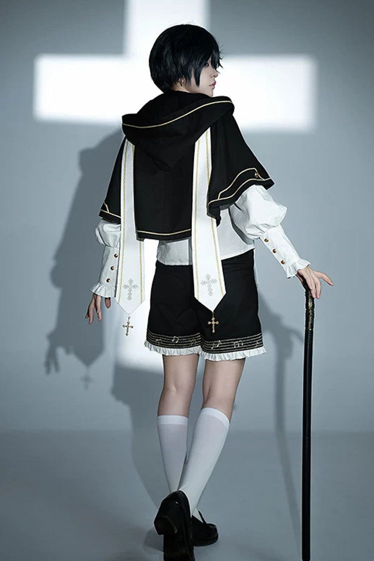 Long-Sleeve Gothic Set with Bow Chain Decor and Ouji Style