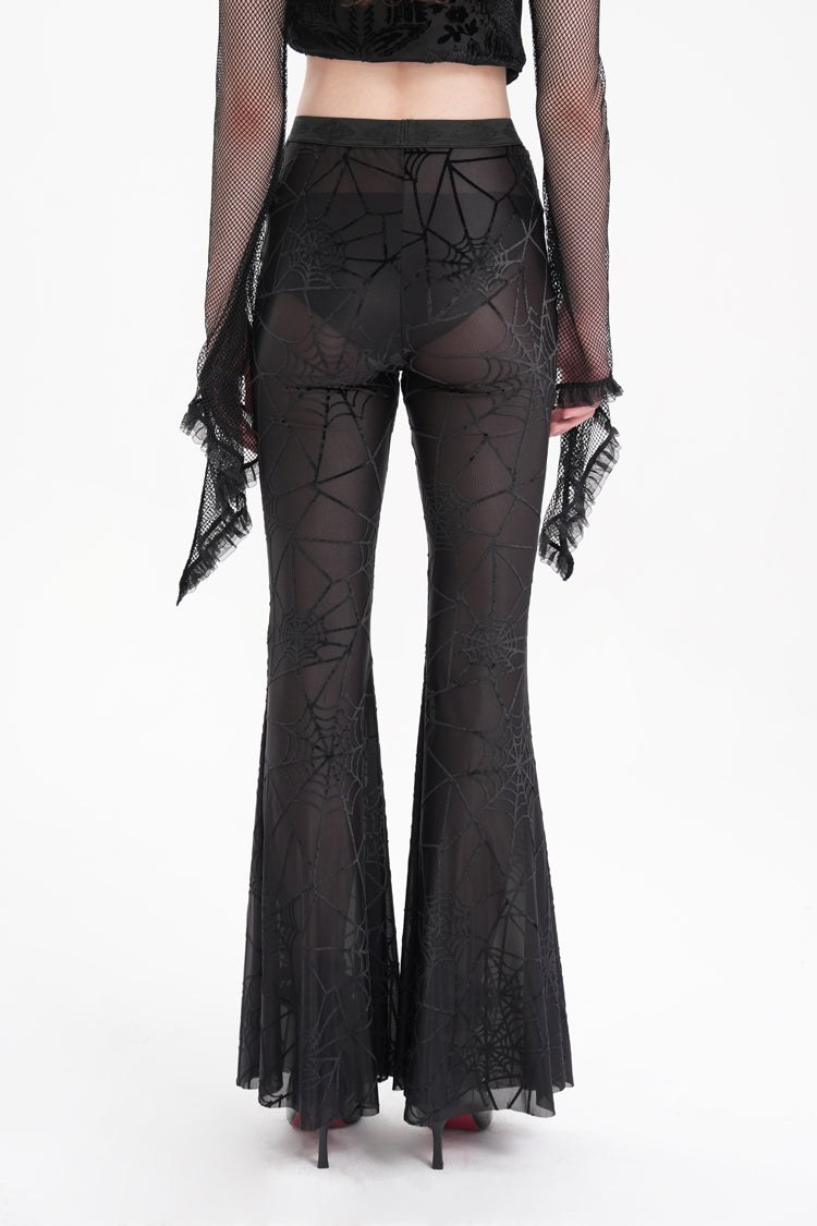 Dark Embroidered Spider Sheer Pants for Women - Gothic Trousers