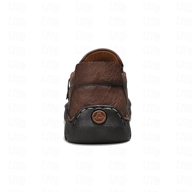 Slip-On Side Loafers Zipper with Brown Men's Faux Leather