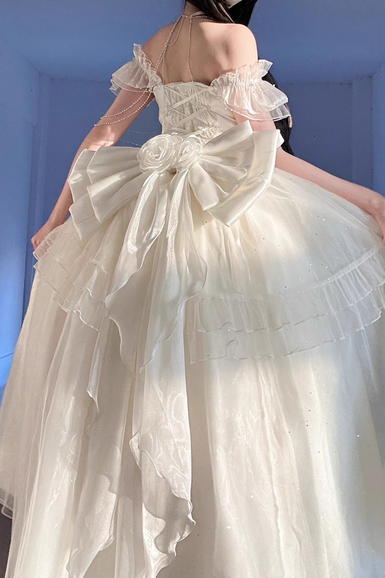 Apricot Off-Shoulder Sweet Elegant Princess Lolita Dress with Bow