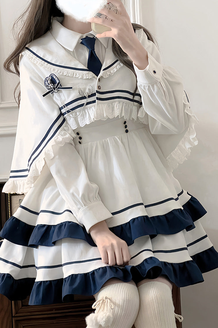 Ivory Double-Layered Ruffled Sweet Collegiate Jumper