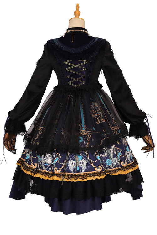 Gothic Lace Ruffle Long Sleeve Lolita OP Dress