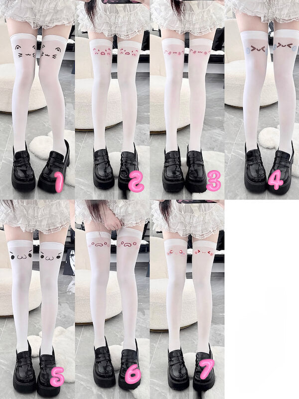 Kawaii Emoji Thigh High Stockings