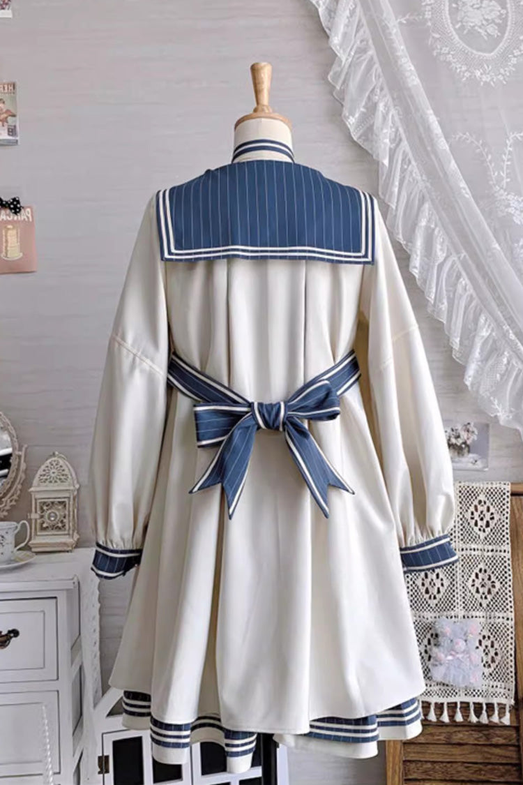 Navy Collared Long Sleeve Floral Bow Sweet Plus Size Lolita Gown
