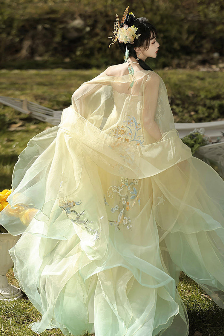 Spring Banquet High-Waisted Ombre Embroidered Classic Hanfu Set