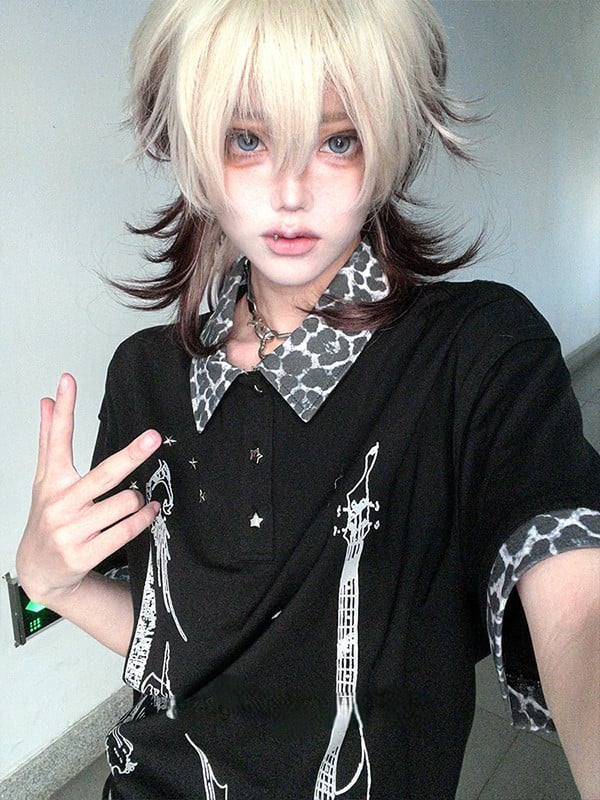 Brown 43CM Color White Short Ouji Length With Wig Air Bangs Ombre And Hair