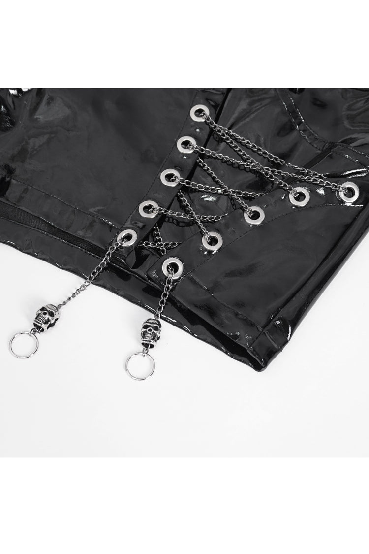 Slim Fit Steampunk Shorts in Black - Women's Vintage Style
