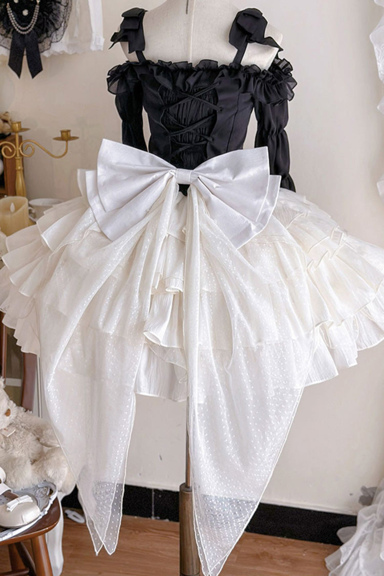 Apricot Bowknot Sweet Princess Lolita Layered Skirt Dress