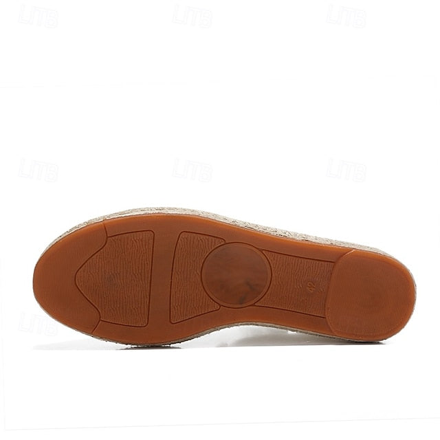 with Espadrille Jute Shoes Canvas Beige Lace-Up Men's Rope