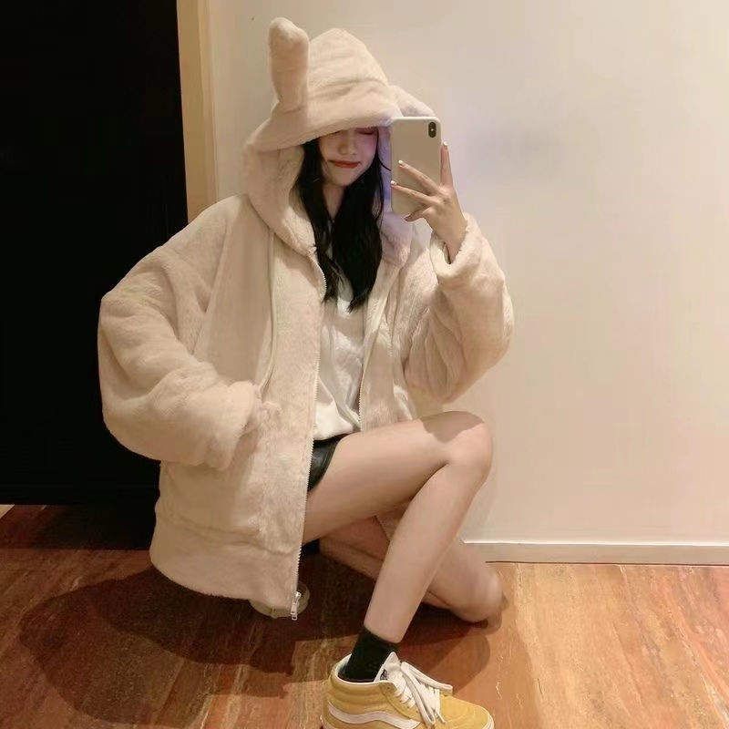 Bunny Rabbit Ear Fluffy Warm Coat MK Kawaii Store