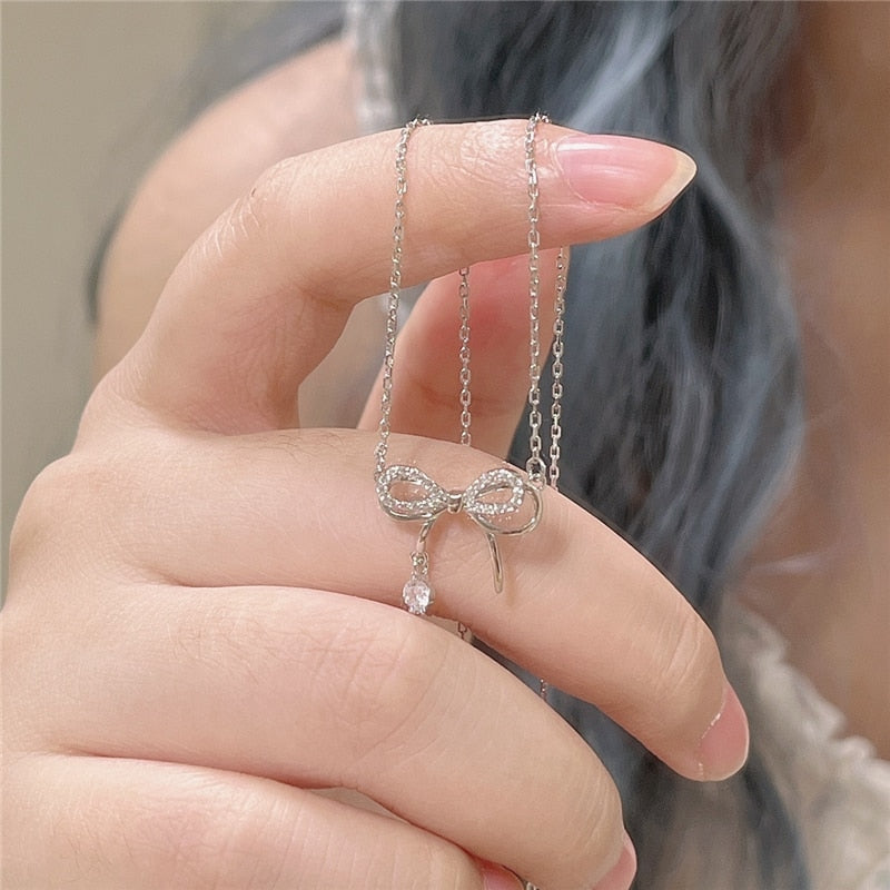 Hollow Crystal Pendant Heart Necklace - Cupcake MK Kawaii Store