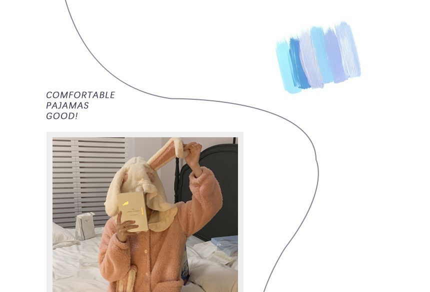 Rabbit Ear Hooded Fleece Pajama Robe OE16 MK Kawaii Store