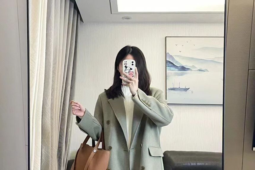 Double Breasted Plain Long Coat IL34 MK Kawaii Store