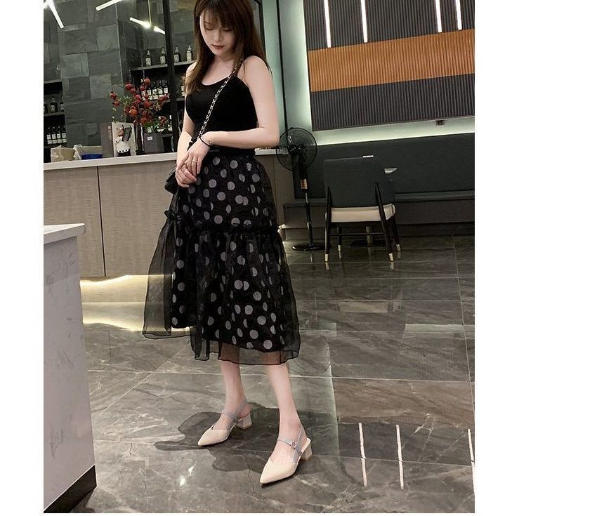 Pointy-Toe Chunky Heel Sandals cc4 MK Kawaii Store