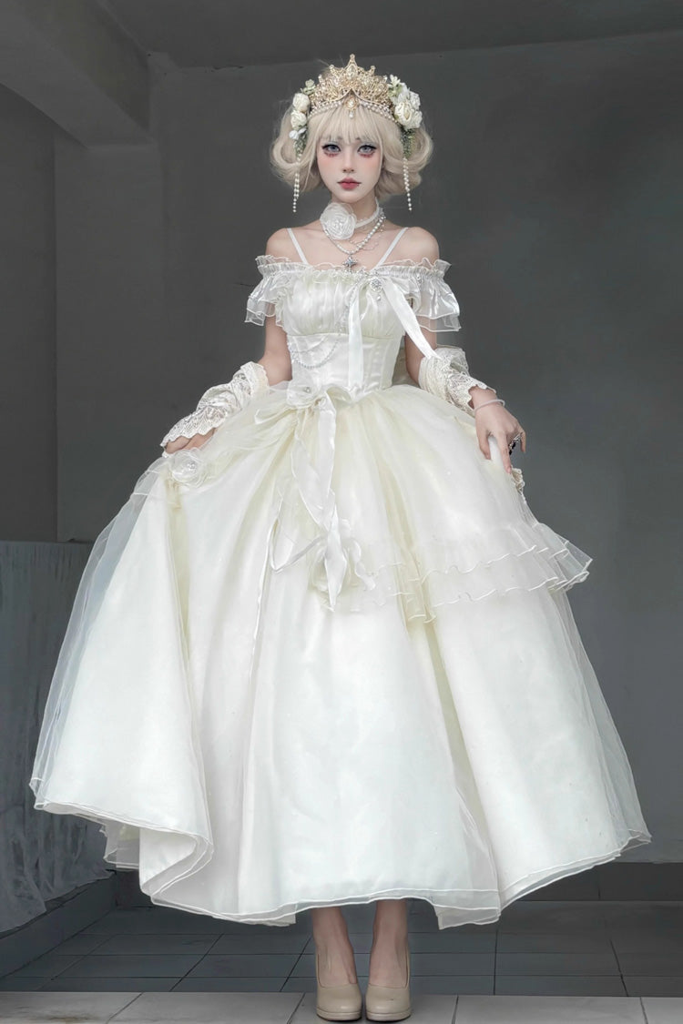 Apricot Off-Shoulder Sweet Elegant Princess Lolita Dress with Bow