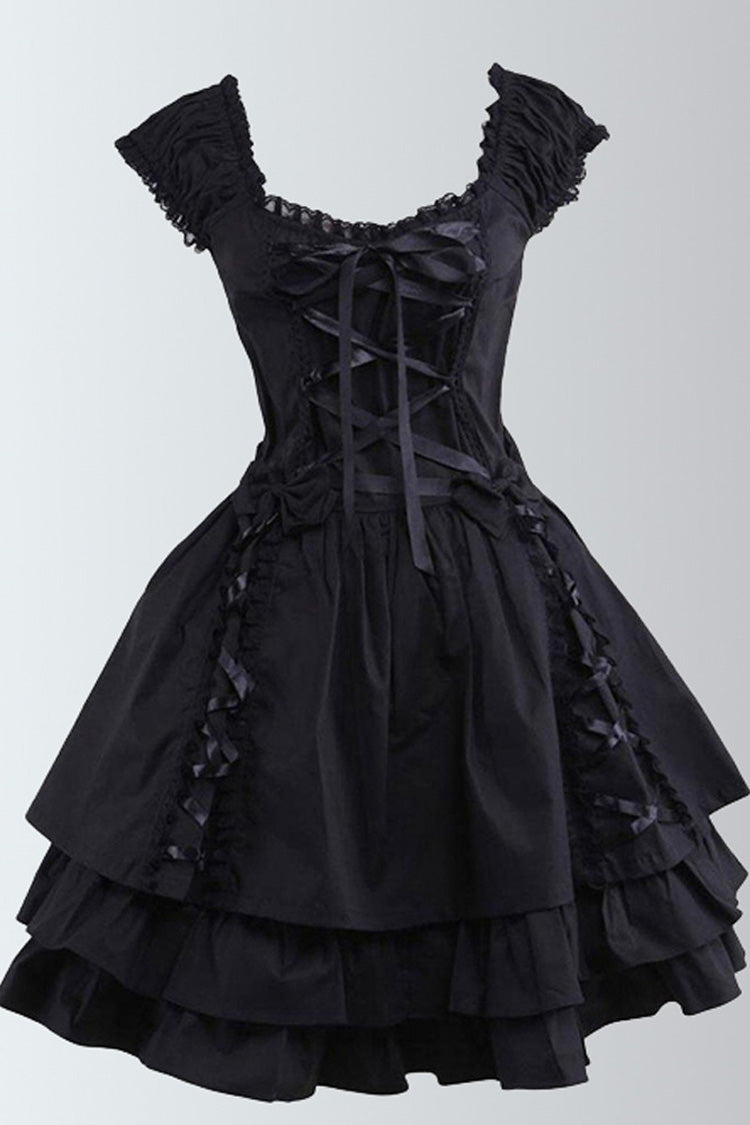 Lace Tiered Ruffle Sleeveless Gothic Lolita Dress
