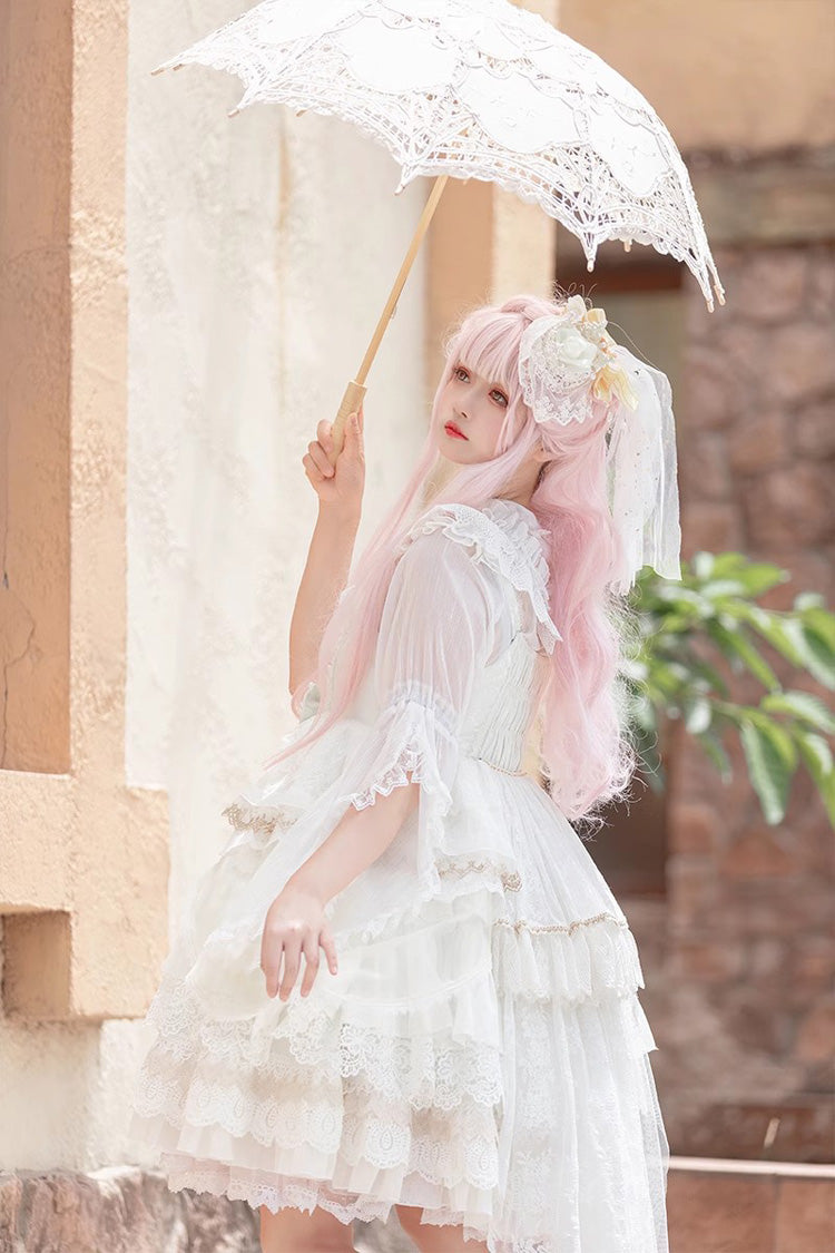 Undine's Tears Print Sleeveless Ruffled Bow Sweet JSK - 2 Hues