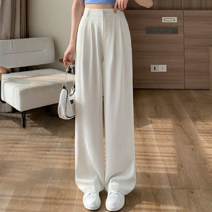 Pure Color Wide Leg Drape Suit Pants