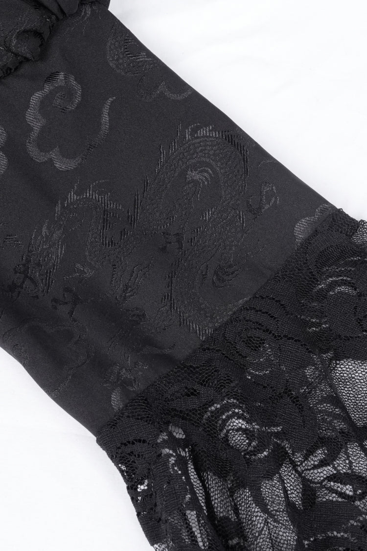 Irregular Gothic Dress with Hime Sleeves & Cutout Lace Details for Women