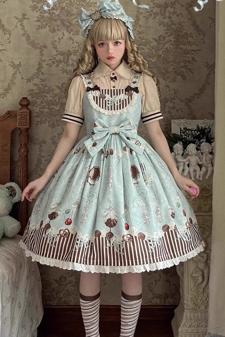 Sleeveless Bowknot Print Plus Size Sweet Lolita JSK