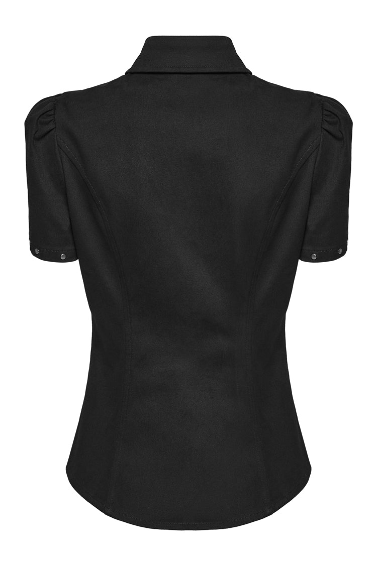 Steampunk Blouse with Hollow Leather Stitching