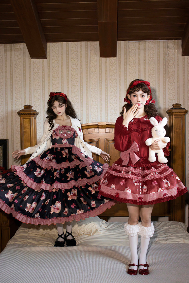 Strawberry Farm Print Embroidery Skirt