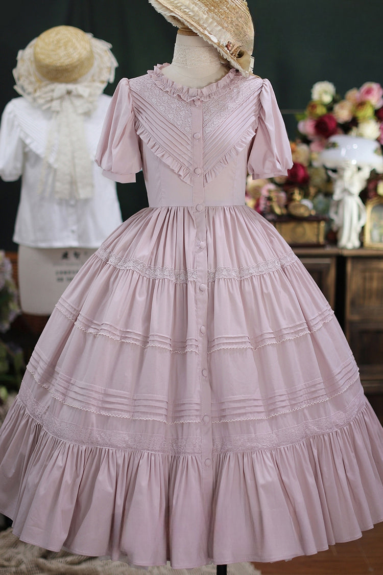 Elegant Round Neck Short-Sleeved Ruffled Sweet Lolita Dress