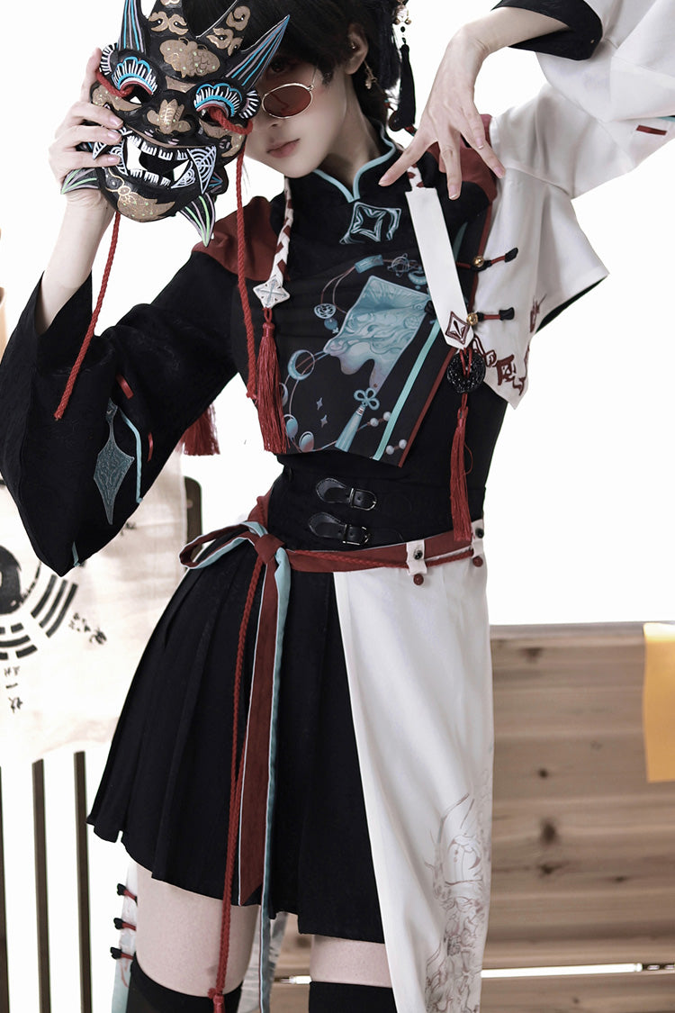 Walking With Demon Asymmetric Gothic Chinese Ouji Skirt
