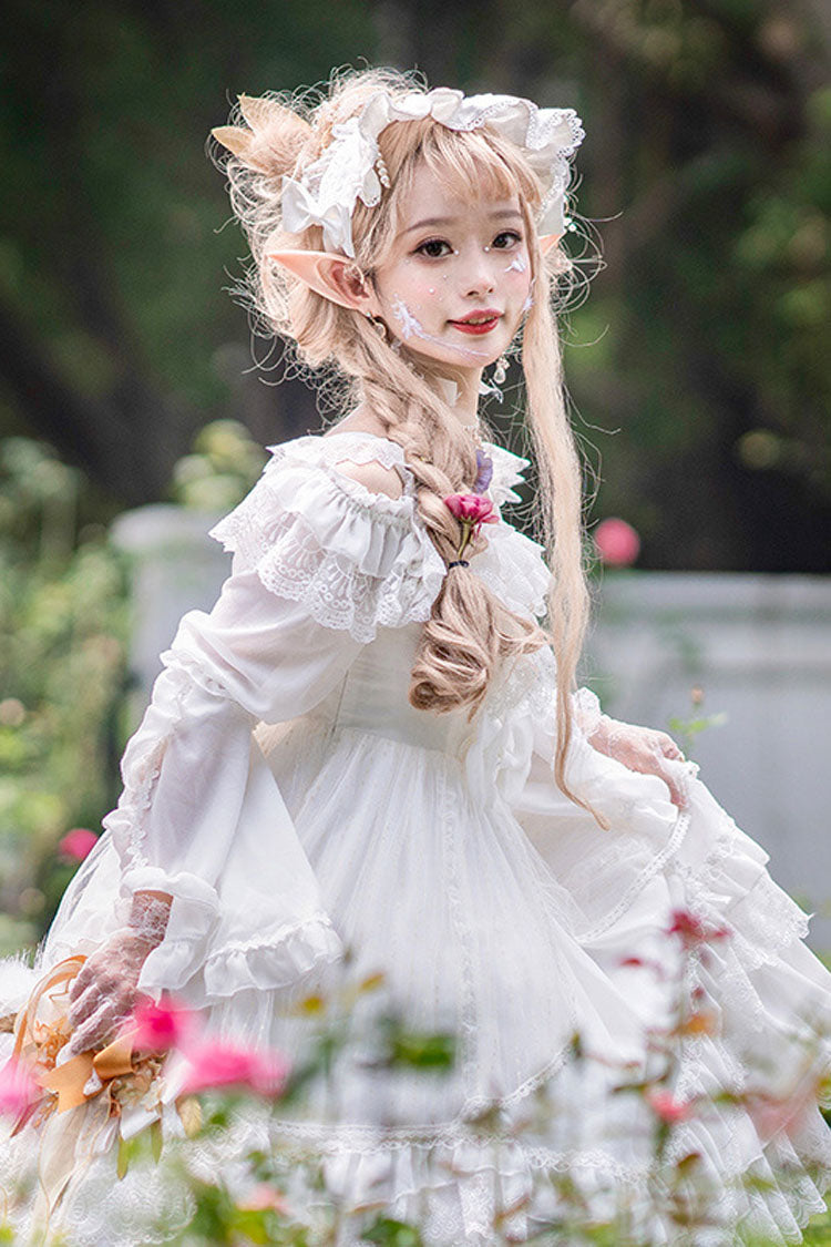 Gothic Lolita Dress with Lace Stitching, Bowknot, Multi-Layer Design