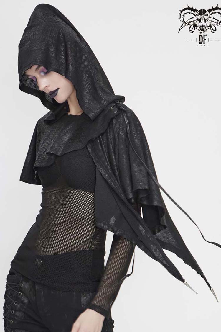 Umbra Vintage Knit Hooded Gothic Shawl for Women