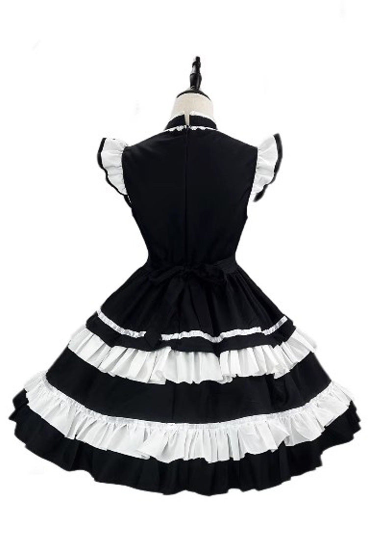Monochrome Double Ruffle Bow Love Print Sweet Plus Size Chinese Lolita Set