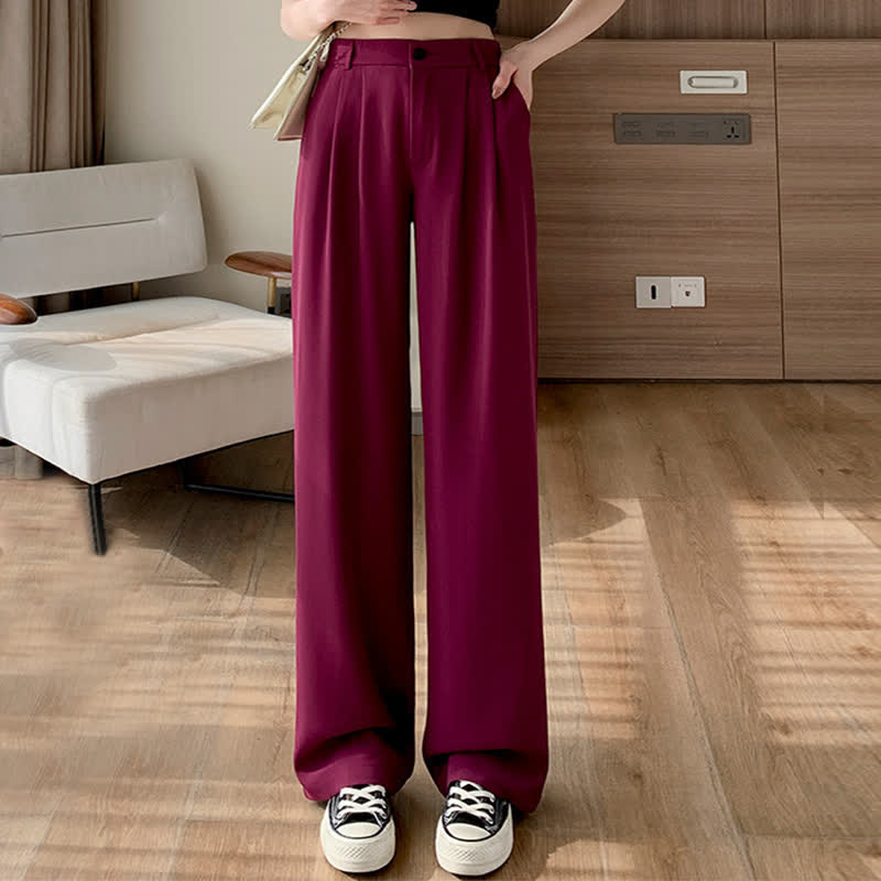 Pure Color Wide Leg Drape Suit Pants