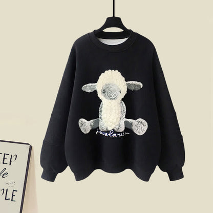 Sheep Pattern Sweatshirt Plush Pants Set