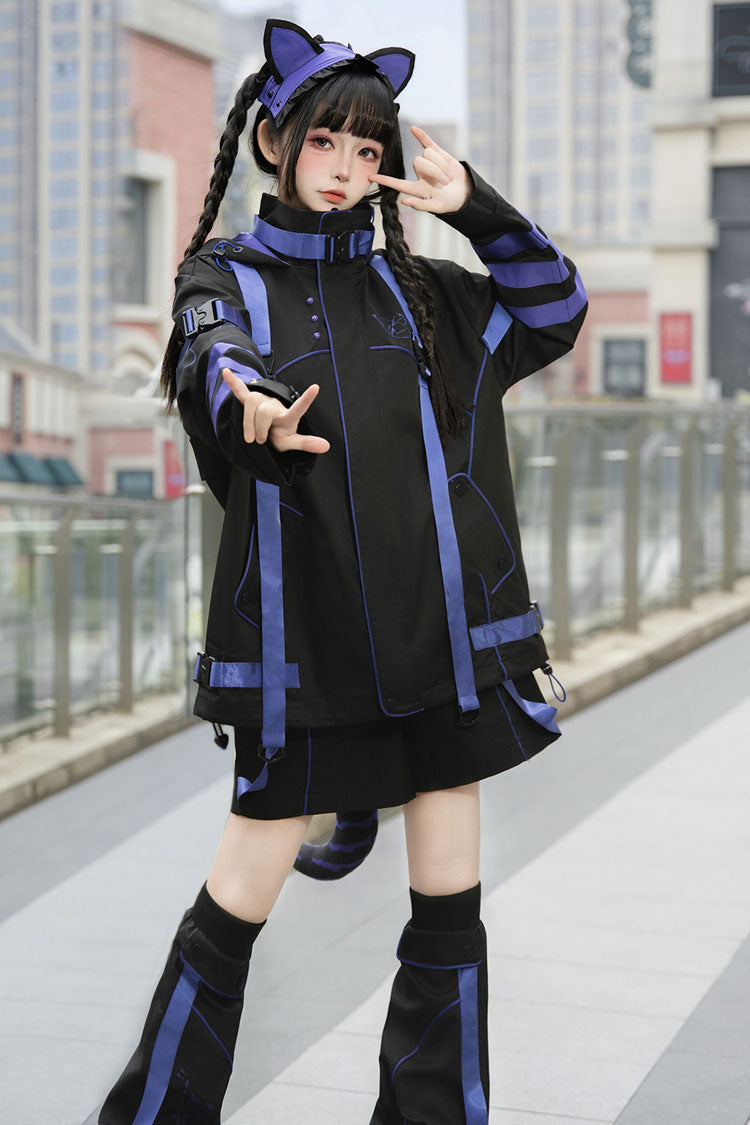 Long-Sleeve Cat Ears Hooded Jirai Kei Handsome Coat