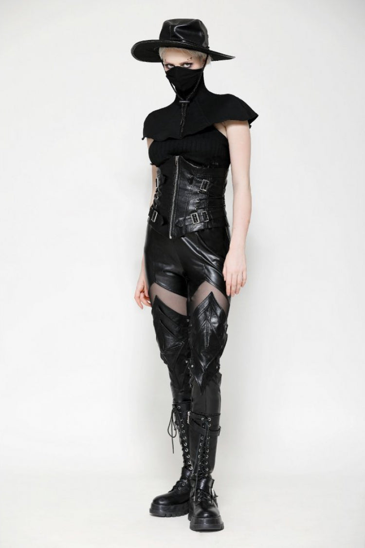 Gothic Punk Neckwear for Women with High Collar and Bead Accent