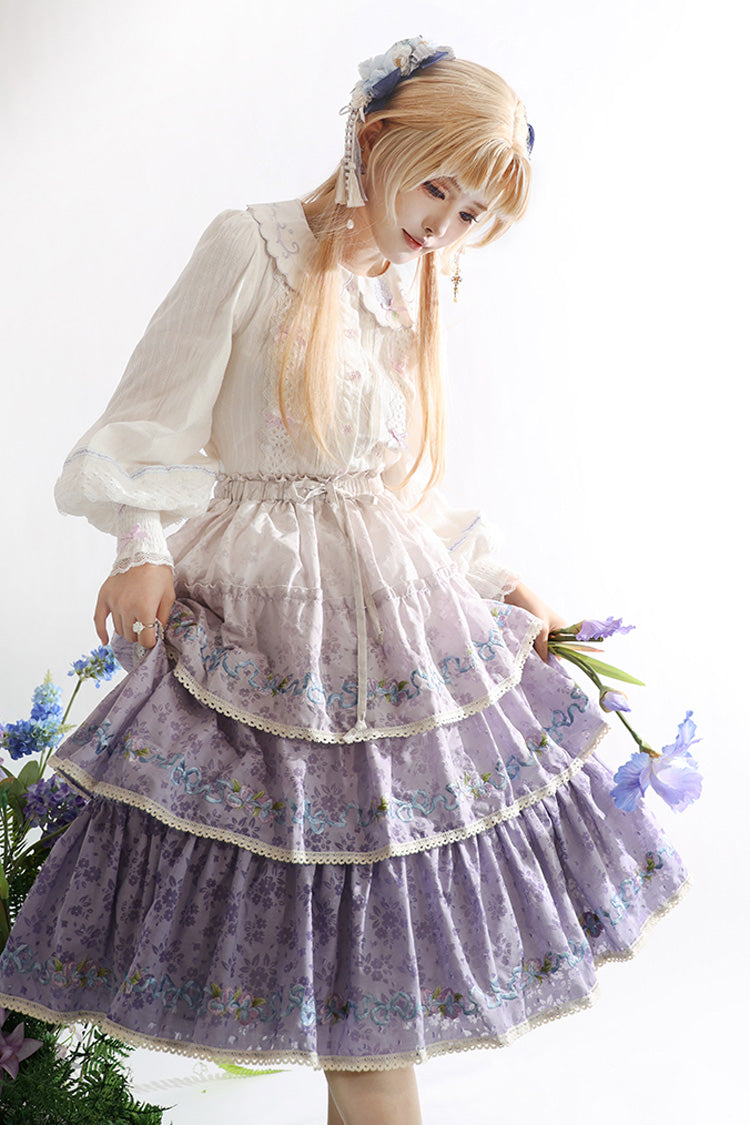 Moonlight Iris Printed Lace Skirt