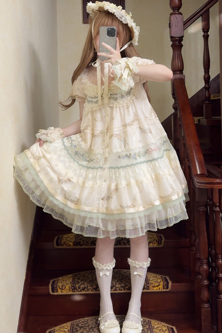 Princess Lolita Dress with Hollow Embroidery and Lace