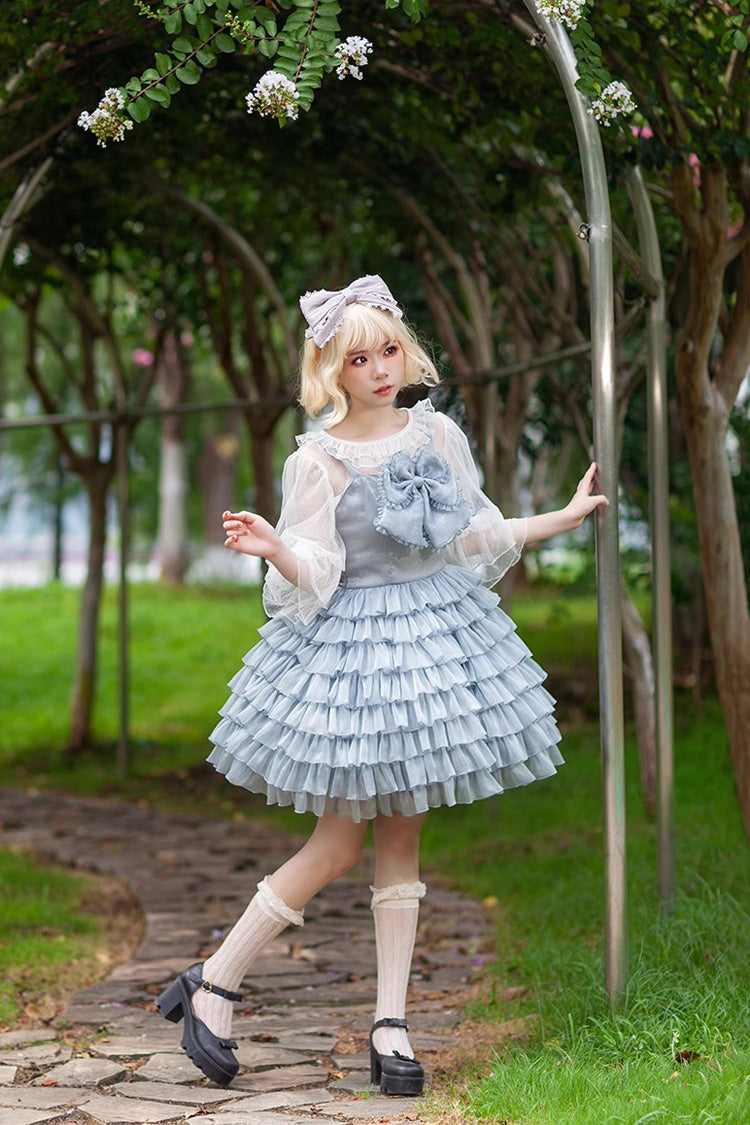 Plaid Print Ruffled Bow Sweet Tiered Dress - 3 Variants